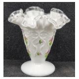 Fenton Silver Crest Violets Vase 1974 Hand Painted