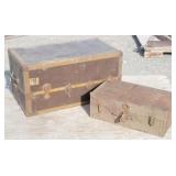 Antique Belber Flat Top Trunk & Small Trunk