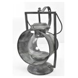 Metal Candle Lantern, Green Patina, 13" Height