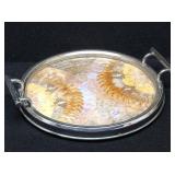 Antique Butterfly Wings Round Silver Serving Tray