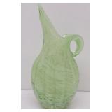 Handblown Art Glass Green Swirl Pitcher