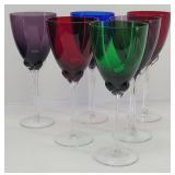 (6) Murano Hand Blown "Tulip Stem" Wine /Water..