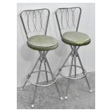 MCM Swivel Bar Stools Chrome Legs Vinyl Seats
