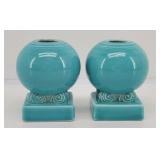 (2) Fiesta Bulb Candle Holders Turquoise