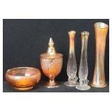 Vintage Jeanette Marigold  Candy Dish & Vases