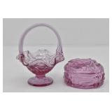 Fenton Pink Brides Basket & Fenton Jewelry Box