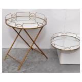 Hollywood Regency Mirrored Accent Table & Tray
