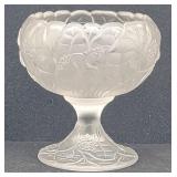 Fenton Satin Glass Water Lily Compote / Rose Bowl