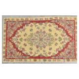 Vintage Handmade Floral Design Wool Rug 62" X 37"
