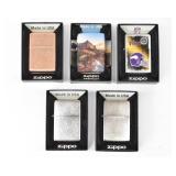 Five Zippo Lighters in Original Boxes