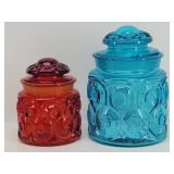 L.E. Amberina & Blue Moon & Stars Canisters