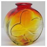1963 Amberina  Blenko Glass Shamrock Clover Vase