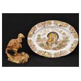 1950 Japan  Transferware  Turkey Platter &Figurine