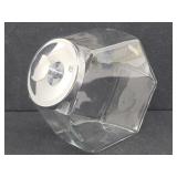 Vtg Glass Hexagon Shaped Canister w / Lid