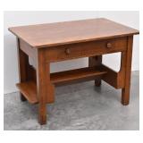 Arts & Crafts Antique Library Table w/ Book Trough
