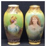 German Royal Bonn Artist Signed 1890-1920 Vases 9"