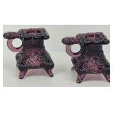 Daisy & Button Amethyst Candle Holders Pressed