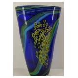 Hand Blown Art Glass Millefiori Tall Heavy Vase