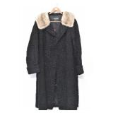 Samuel Sholler Furs Black Lamb Coat w/ Fur Collar
