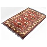 Rust/Beige Afghan Kazak Wool Rug 41" X 60"