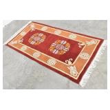 Vtg Quality Rust/Red Tibetan Wool Rug 36" X 78"