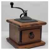 Vintage Cast Iron & Wood Coffee Mill w/Drawer