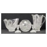 Clear Frosted Crystal Glassware: Swan Pitcher &