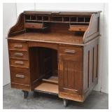 Antique Mission Oak Roll Top Desk