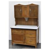 Antique Hoosier Kitchen Cabinet Enamel Countertop