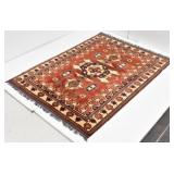 Rust/Beige Afghan Kazak Wool Rug 61" X 85"