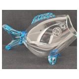 Mid Century Hand Blown Art Glass Fish Vase/ Bowl