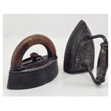 (2) Antique Sad Irons: A.C. Williams #1 & Ober #6