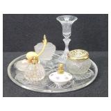 Vintage Perfume Bottles, Vanity  Glass Tray & More