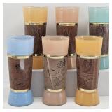(6) Siesta Ware Multi-color Tall Ice Tea Glasses.
