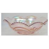 Imperial Pink Iridescent Carnival Glass Bowl