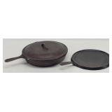 Lodge 12" Cast Iron Skillet w/Lid & 9" Griddle Pan