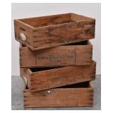 (4) Olympia Oyster Rustic Wooden Crates