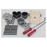 Griswold #2 Cast Iron Heart & Round Patty Molds &