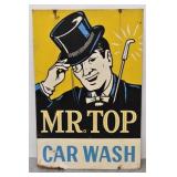 MR TOP Car Wash Antique Enameled Metal 40' Sign
