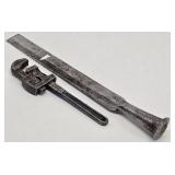 L & I J White Solid Steel Chisel & P&C Pipe Wrench