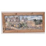 'Tractor' Metal Wall Art Decor in Barn Wood Frame