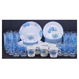 (71pc) Corelle BLUE VELVET ROSE Service for 8