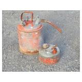 (2) Metal Fuel / Gas Cans, 1 Long Spout