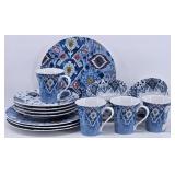 (16pc) Patina Vie INDIGO FADE Porcelain for 4