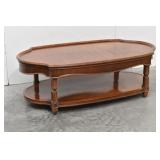 Two-Tier Oval Coffee Table, Carved Legs