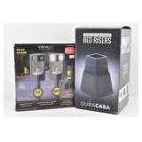Duracasa Bed Risers & 2-Solar Path Lights NIB