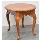 Oak 1 Drawer End Table Queen Anne Legs