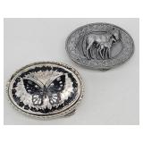 (2) Small / Youth Belt Buckles: Butterfly USA &