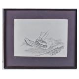 Framed Print of Boat on Rough Waters by Fredericks
