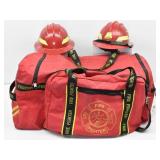 Firefighter duffel bag with helmets